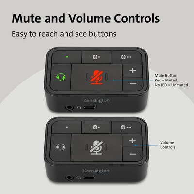 Kensington Universal 3-in-1 Pro Audio Headset Switch, Black (K83300WW)