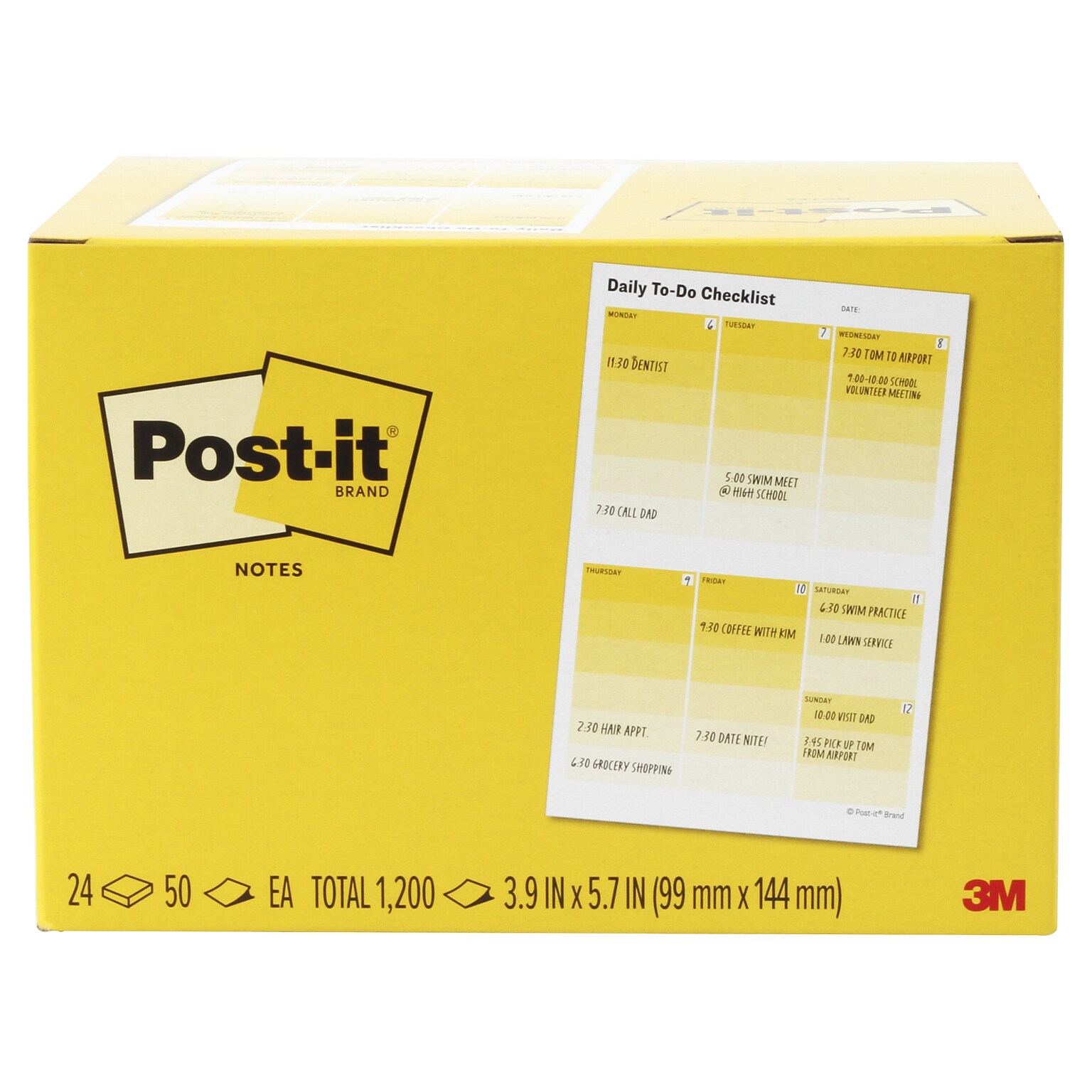 Post-it Daily To-Do Notes, 3.9 x 5.7, 50 Sheets/Pad, 24 Pads/Pack (660-24CP-DTD)