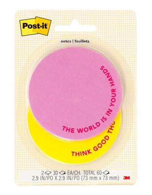 Post-it Motivational Circles Notes, 3 x 3, 30 Sheet/Pad, 2 Pads/Pack (SPE-CSP-1)