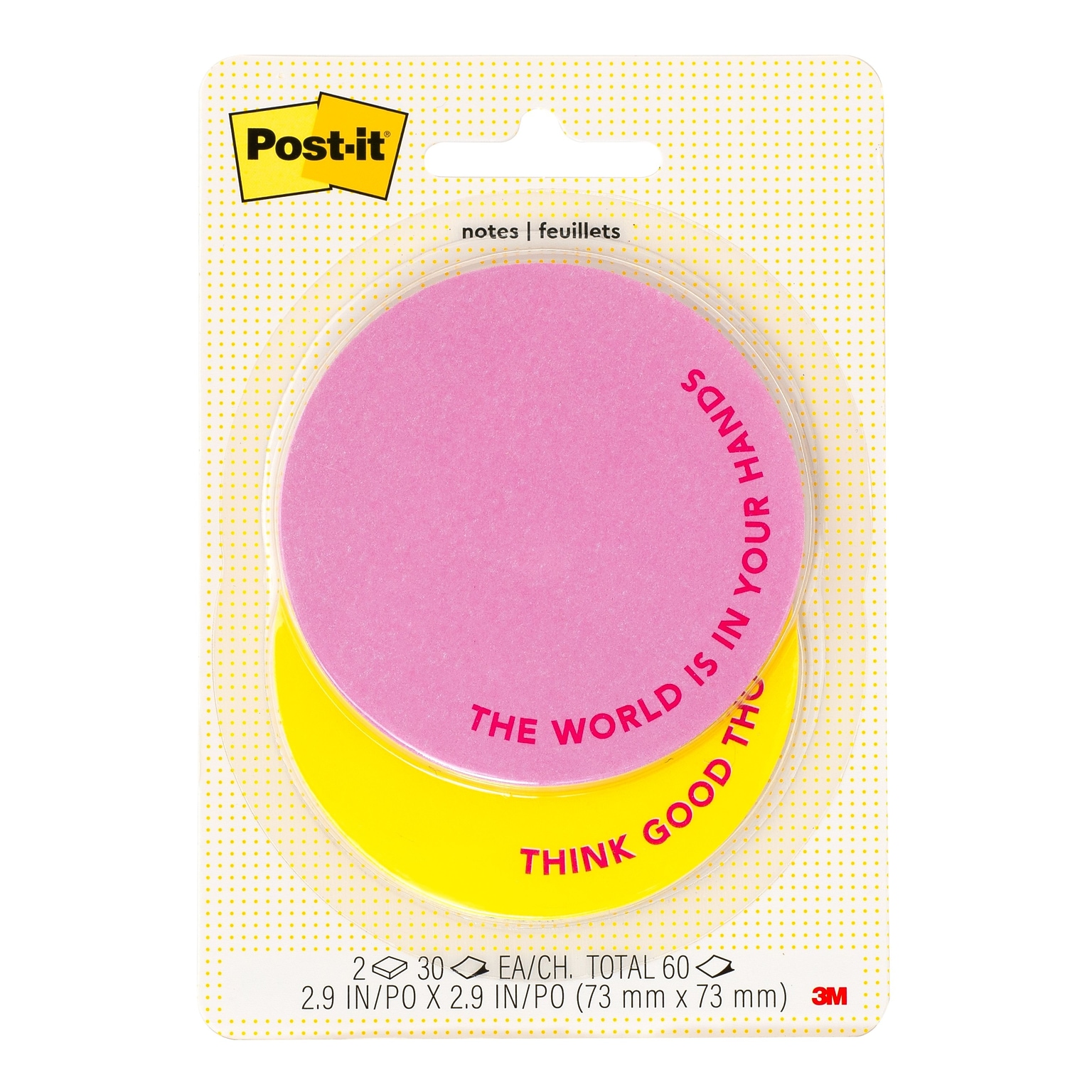 Post-it Motivational Circles Notes, 3 x 3, 30 Sheet/Pad, 2 Pads/Pack (SPE-CSP-1)