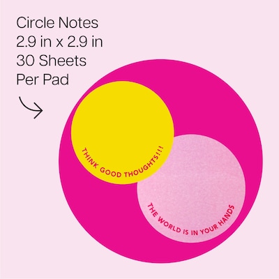 Post-it Motivational Circles Notes, 3 x 3, 30 Sheet/Pad, 2 Pads/Pack (SPE-CSP-1)