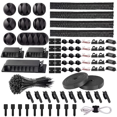 Turonic CM2 192-Piece Cable Management Kit, Black