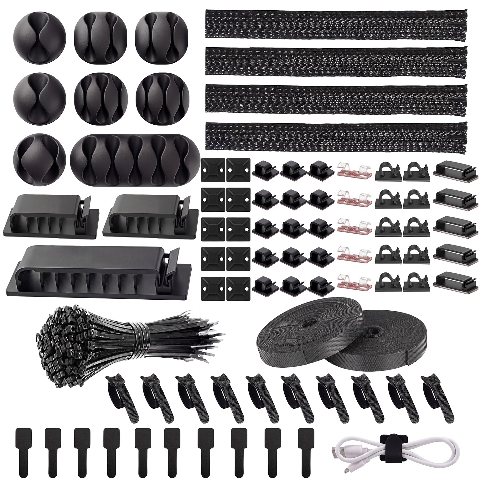 Turonic CM2 192-Piece Cable Management Kit, Black