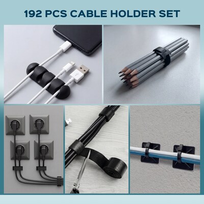 Turonic CM2 192-Piece Cable Management Kit, Black