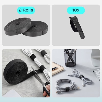 Turonic CM2 192-Piece Cable Management Kit, Black