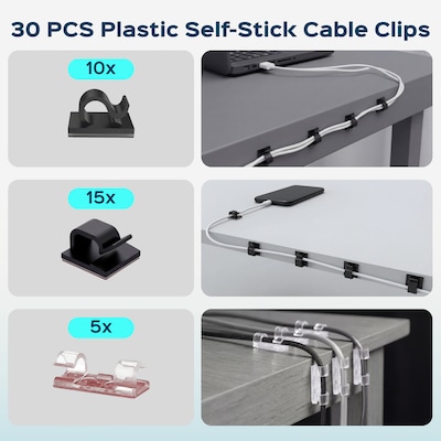 Turonic CM2 192-Piece Cable Management Kit, Black