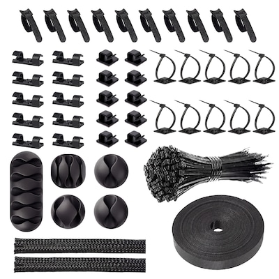 Turonic CM1 148-Piece Cable Management Kit, Black