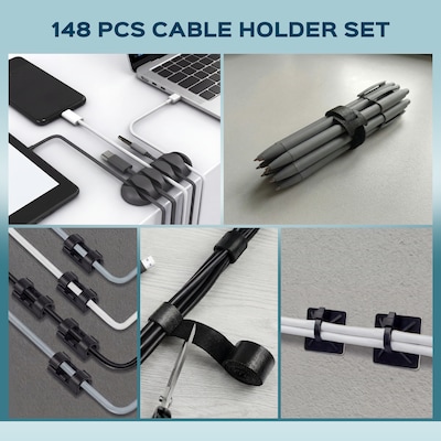 Turonic CM1 148-Piece Cable Management Kit, Black