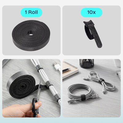 Turonic CM1 148-Piece Cable Management Kit, Black