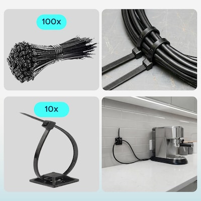 Turonic CM1 148-Piece Cable Management Kit, Black