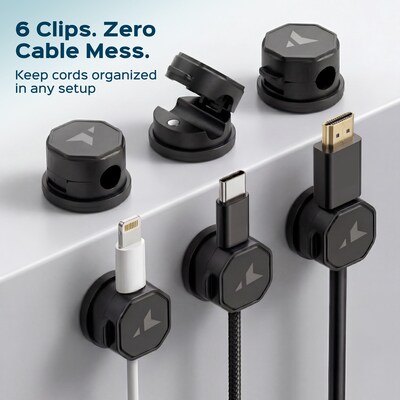 Turonic Cable Clips, Black, 6/Pack (CC1-B)