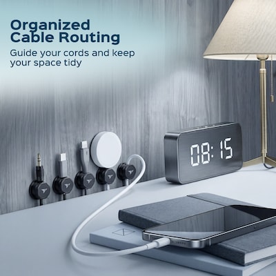 Turonic Cable Clips, Black, 6/Pack (CC1-B)