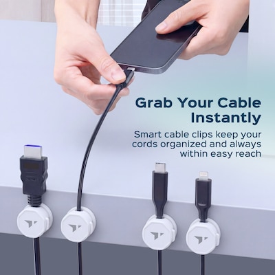 Turonic Cable Clips, White, 6/Pack (CC1-W)