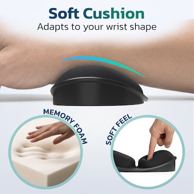Purely E285 Curved Memory Foam Non-Skid Wrist Rests, Black (PCCE285BK)