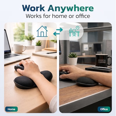 Purely E285 Curved Memory Foam Non-Skid Wrist Rests, Black (PCCE285BK)