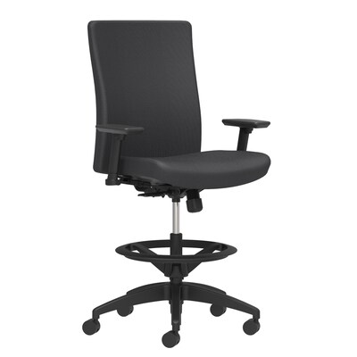 Union & Scale Workplace2.0™ Stool Upholstered 2D Adjustable Arms Carbon Vinyl Limited Synchro Tilt