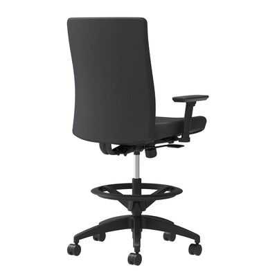 Union & Scale Workplace2.0™ Stool Upholstered 2D Adjustable Arms Carbon Vinyl Limited Synchro Tilt