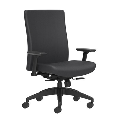 Union & Scale Workplace2.0™ Task Chair Upholstered 2D Adjustable Arms Carbon Vinyl Synchro Tilt