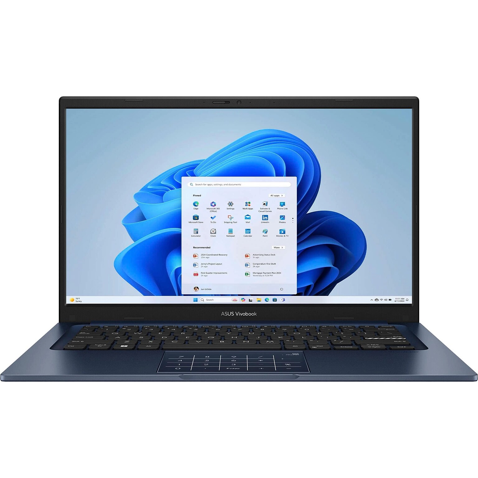 ASUS Vivobook X1404 14 Laptop, Intel Core 5 120U, 8GB RAM, 256GB SSD, Windows 11 Home in S Mode (X1404VAP-V14.C58256)