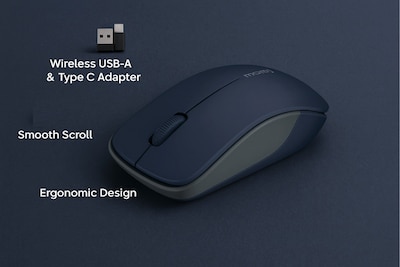 SaharaCase Navigate Series Wireless Ambidextrous Bluetooth & USB Mouse, Blue (KB66)