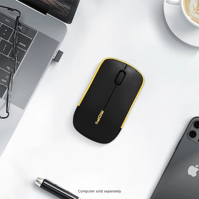 SaharaCase Navigate Series Wireless Ambidextrous Bluetooth & USB Mouse, Black/Yellow (KB64)