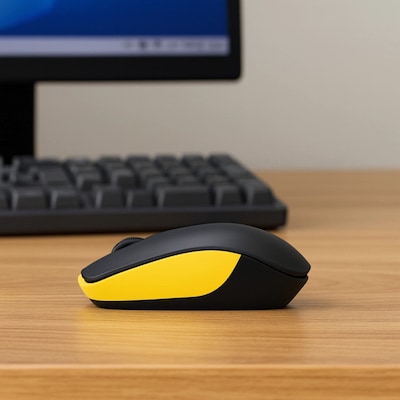 SaharaCase Navigate Series Wireless Ambidextrous Bluetooth & USB Mouse, Black/Yellow (KB64)