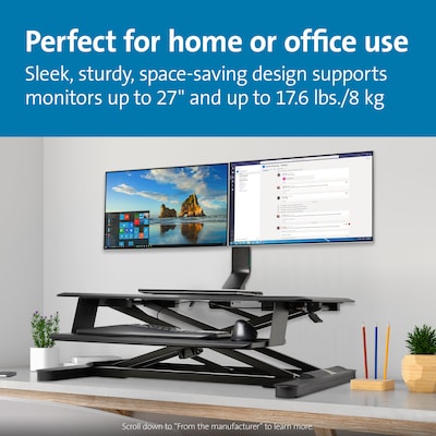 Kensington SmartFit Space-Saving Dual Monitor Arm, Up to 27" Monitor, Black (K55513WW)