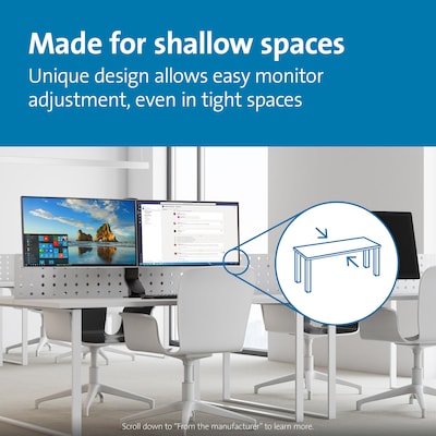 Kensington SmartFit Space-Saving Dual Monitor Arm, Up to 27" Monitor, Black (K55513WW)