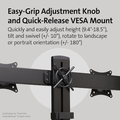 Kensington SmartFit Space-Saving Dual Monitor Arm, Up to 27" Monitor, Black (K55513WW)
