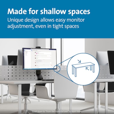 Kensington SmartFit Space-Saving Single Monitor Arm, Up to 32" Monitor, Black (K55512WW)