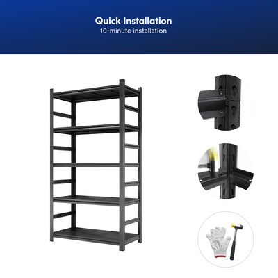 FlexiSpot 5-Shelf Metal Heavy-Duty Storage Rack, 87" x 47" x 23.6", Black (CJ022-DJ)