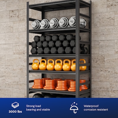FlexiSpot 5-Shelf Metal Heavy-Duty Storage Rack, 87" x 47" x 23.6", Black (CJ022-DJ)