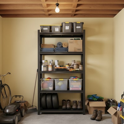 FlexiSpot 5-Shelf Metal Heavy-Duty Storage Rack, 87" x 47" x 23.6", Black (CJ022-DJ)
