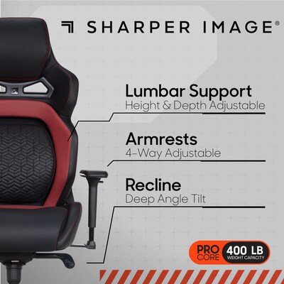 Sharper Image SGX300 Ergonomic Racing Gaming Chair, Red (52914-BLKRED)