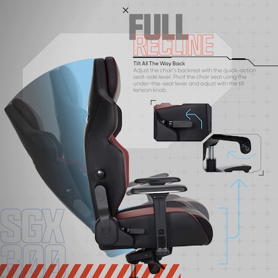 Sharper Image SGX300 Ergonomic Racing Gaming Chair, Red (52914-BLKRED)