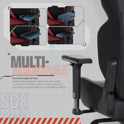 Sharper Image SGX300 Ergonomic Racing Gaming Chair, Red (52914-BLKRED)