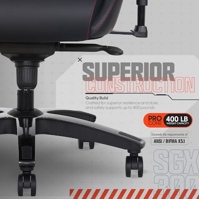 Sharper Image SGX300 Ergonomic Racing Gaming Chair, Red (52914-BLKRED)