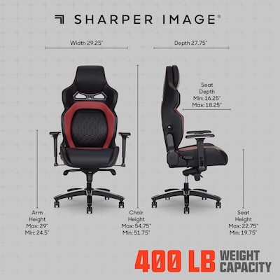 Sharper Image SGX300 Ergonomic Racing Gaming Chair, Red (52914-BLKRED)