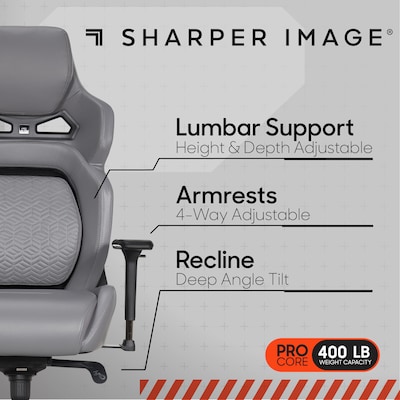 Sharper Image SGX300 Ergonomic Racing Gaming Chair, Gray/Black (52914-GRY)