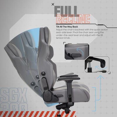 Sharper Image SGX300 Ergonomic Racing Gaming Chair, Gray/Black (52914-GRY)