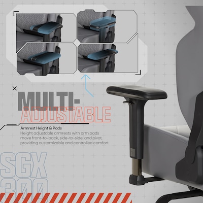 Sharper Image SGX300 Ergonomic Racing Gaming Chair, Gray/Black (52914-GRY)