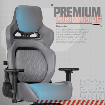 Sharper Image SGX300 Ergonomic Racing Gaming Chair, Gray/Black (52914-GRY)