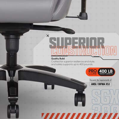 Sharper Image SGX300 Ergonomic Racing Gaming Chair, Gray/Black (52914-GRY)