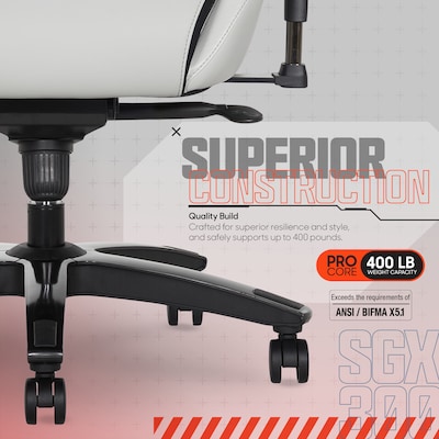 Sharper Image SGX300 Ergonomic Racing Gaming Chair, Off-White/Black (52914-OWHTBLK)