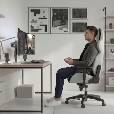 Sharper Image SGX300 Ergonomic Racing Gaming Chair, Off-White/Black (52914-OWHTBLK)