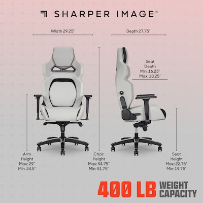 Sharper Image SGX300 Ergonomic Racing Gaming Chair, Off-White/Black (52914-OWHTBLK)