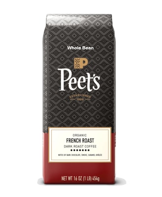 Peets Coffee Organic French Roast Whole Bean Coffee, Dark Roast, 16 oz. (1000236)