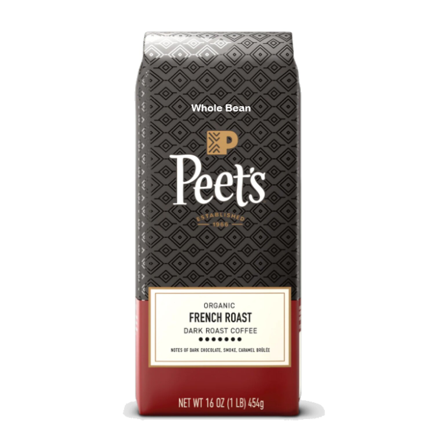 Peets Coffee Organic French Roast Whole Bean Coffee, Dark Roast, 16 oz. (1000236)
