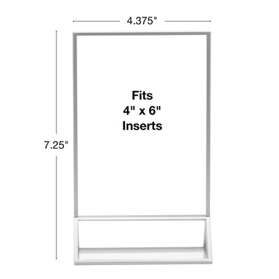 Excello Brands 4 x 6 Sign Holder, Vertical, Countertop/Tabletop, Acrylic, Silver (SGNH-ST-4X6)