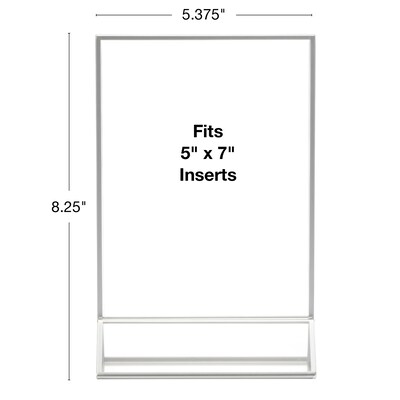 Excello Brands  5 x 7 Sign Holder, Vertical, Countertop/Tabletop, Acrylic, Silver(SGNH-ST-5X7)